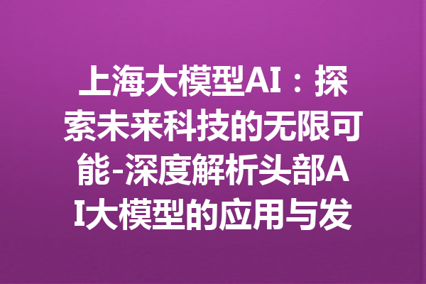 上海大模型AI：探索未来科技的无限可能-深度解析头部AI大模型的应用与发展