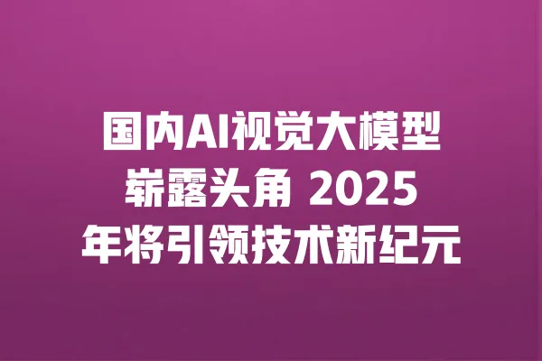 国内AI视觉大模型崭露头角 2025年将引领技术新纪元 一