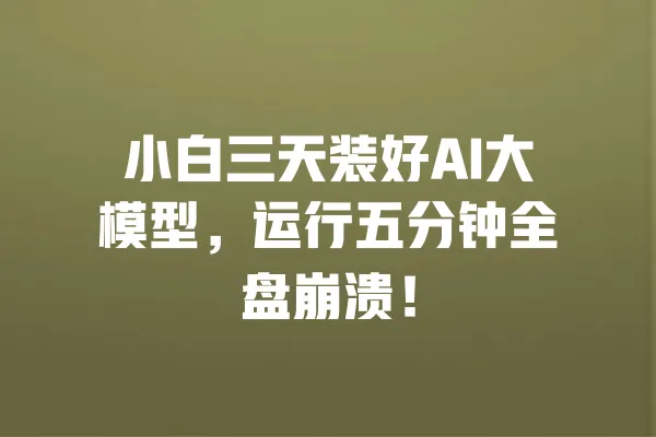 小白三天装好AI大模型,运行五分钟全盘崩溃! 一