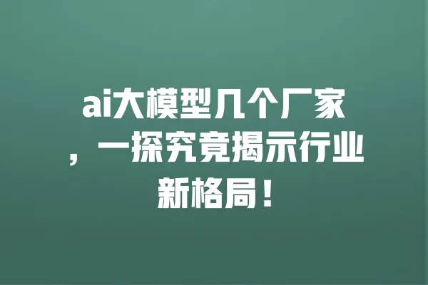 ai大模型几个厂家,一探究竟揭示行业新格局! 一